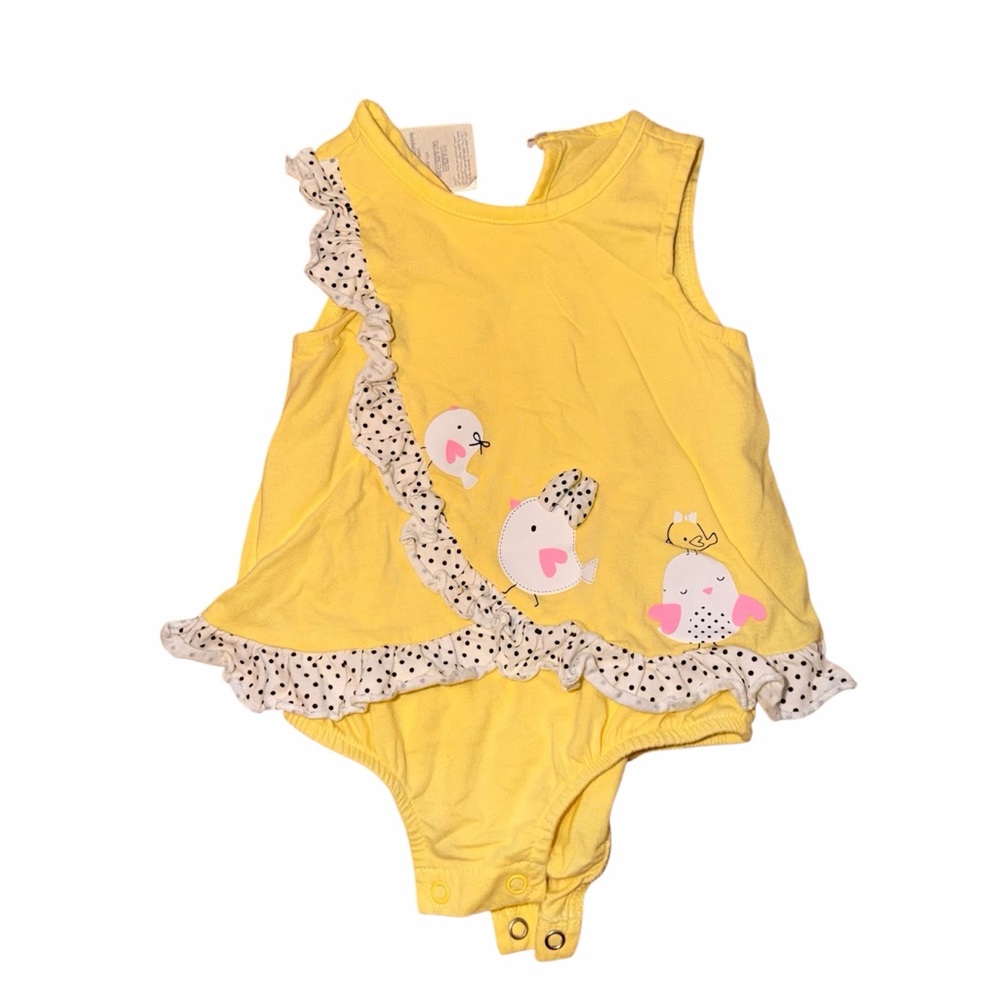 First Impressions Yellow Baby Romper with Polka Ruffle